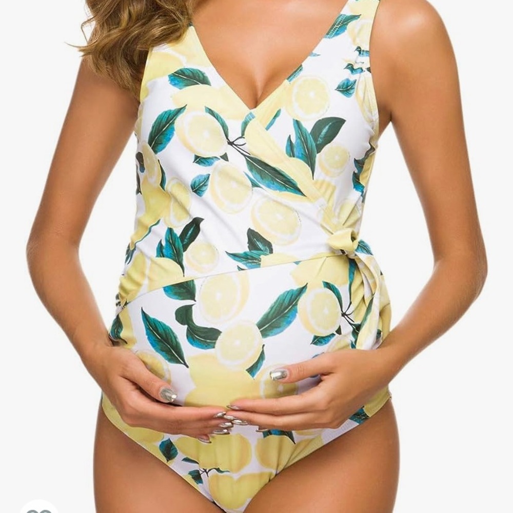 maternity v-neck adjustable tie waist swimsuit women’s size large